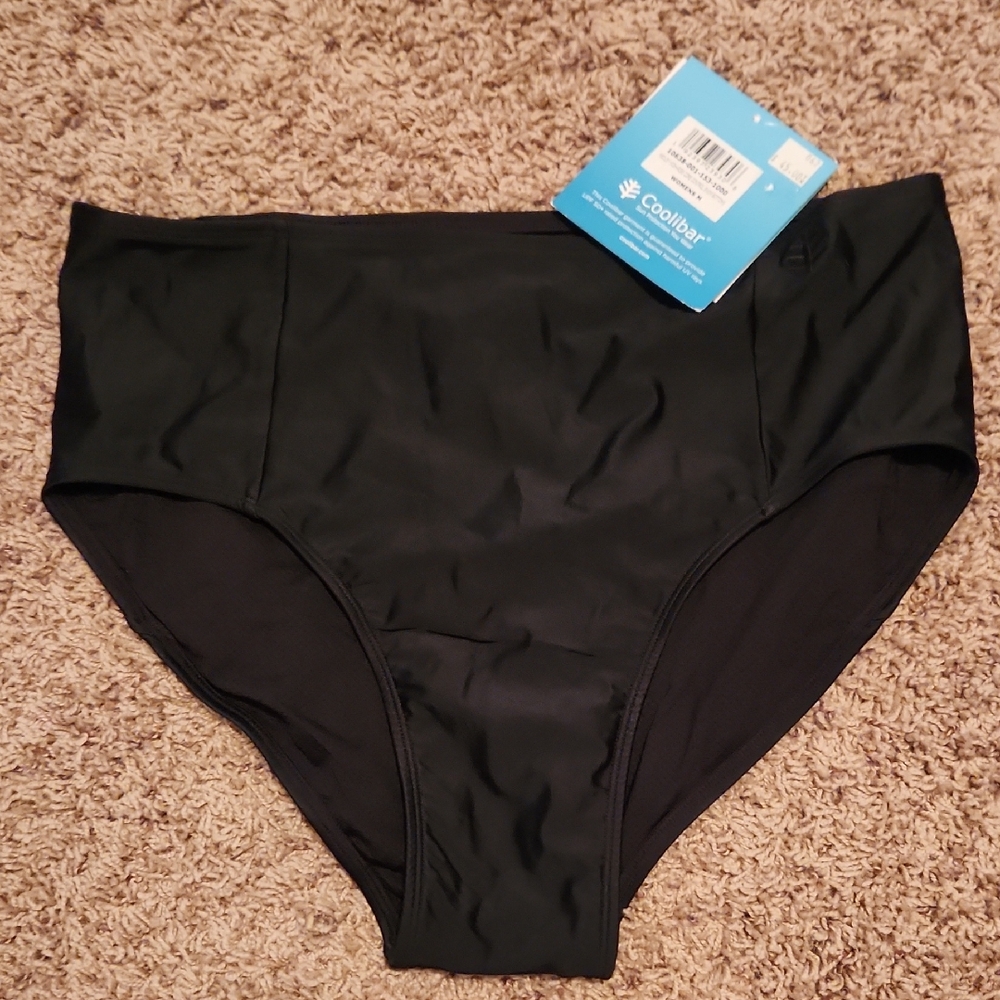 Coolibar Women's Black Medley High Rise Core Control Swim Bottom Size Medium